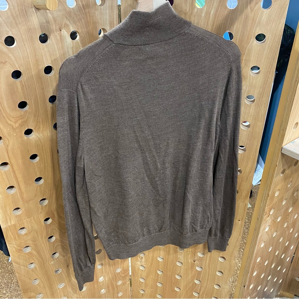 Banana Republic Merino Wool Quarter-Zip Sweater Brown Medium - Picture 2 of 5
